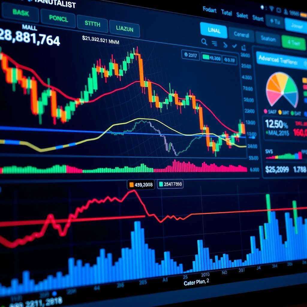 Dashboard moderno mostrando análisis técnico avanzado con visualizaciones interactivas